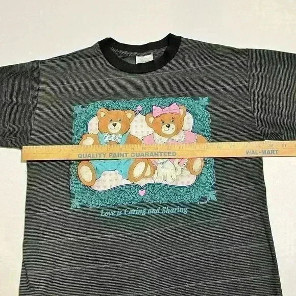 Vintage 90s Teddy Bears Love Is Caring & Sharing Single Stitch T-Shirt Large - Picture 4 of 9